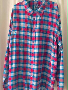 Patagonia Organic Cotton Men's Plaid Button Up Shirt XXL Long Sleeve Hiking